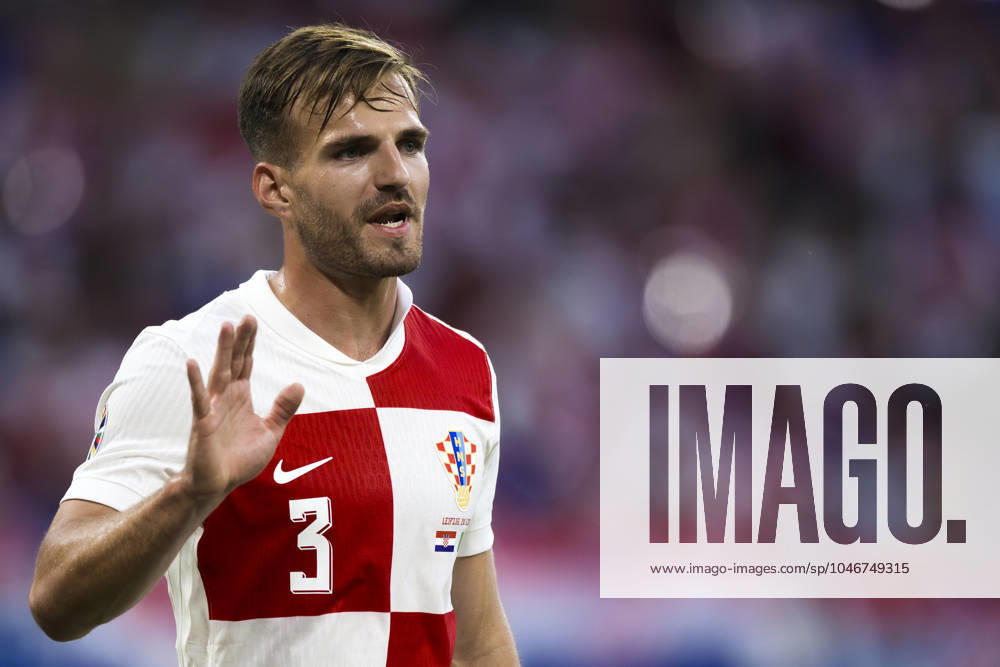 Croatia v Italy - UEFA EURO, EM, Europameisterschaft,Fussball 2024 Marin Pongracic of Croatia gestures during the UEFA EURO 2024 group stage football match between Croatia and Italy. Leipzig Germany