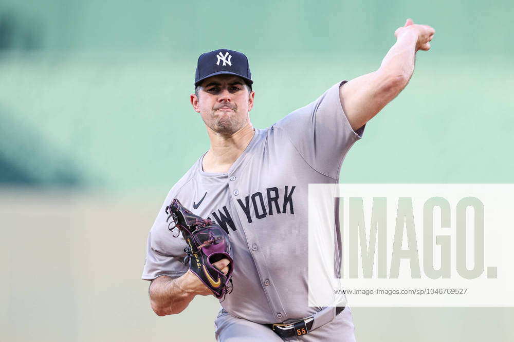 MLB, Baseball Herren, USA 2024: Yankees vs Royals JUN 10 June 10, 2024: New York Yankees starting pitcher Carlos Rodon (55) throws during a game against the Kansas City Royals at Kauffman Stadium in Kansas City, MO. David Smith CSM (Credit Image: Â David Smith Cal Media) Kansas City Mo United States of America