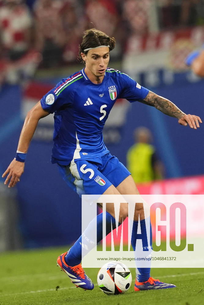 Italys Riccardo Calafiori during the Euro 2024 soccer match between Croatia and Italy at the Leipzig stadium, Lipsia, Germany - Monday 24, June , 2024. - Soccer .