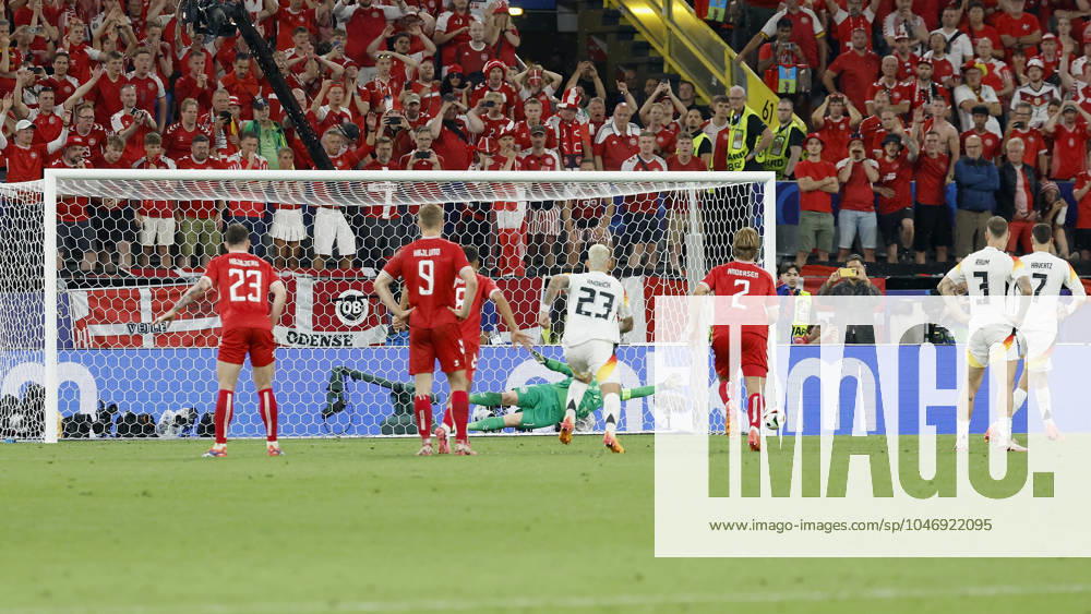Fussball, Euro 2024, Achtelfinale, Deutschland – Daenemark, GER, Dortmund, BVB Stadion Bild: Kai Havertz (Germany, 7) (r) Goal scored, erziehlt das Tor zum 1:0 celebrate the goal per Strafstoß, Strafstoss, Elfer, Elfmeter, Penalty kick, penalty kick, penalty, penalty kick fue Deutschland