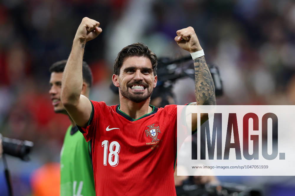 Ruben Neves of Portugal celebrates qualifying for the next round during the UEFA EURO, EM, Europameisterschaft,Fussball 2024 match between Portugal and Slovenia at Deutsche Bank Park (Frankfurt am main). Final score: Full time, Portugal 0:0 Slovenia and Penalty-Shootout ; Portugal vs Slovenia Frankfurt Germany - ZUMAs197 20240701_aab_s197_032