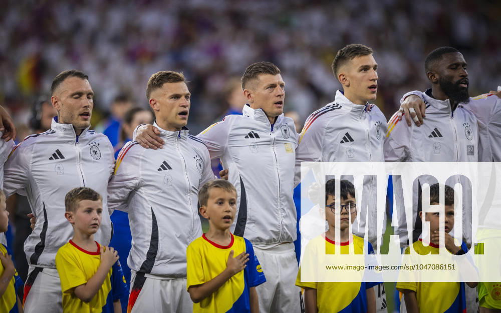 Dortmund, Germany. 29th Jun 2024. David Raum (DFB) Joshua Kimmich (DFB) Toni Kroos (DFB) Nico Schlotterbeck (DFB) Antonio Rüdiger (DFB) Germany - Denmark Deutschland - Dänemark 29.06.2024