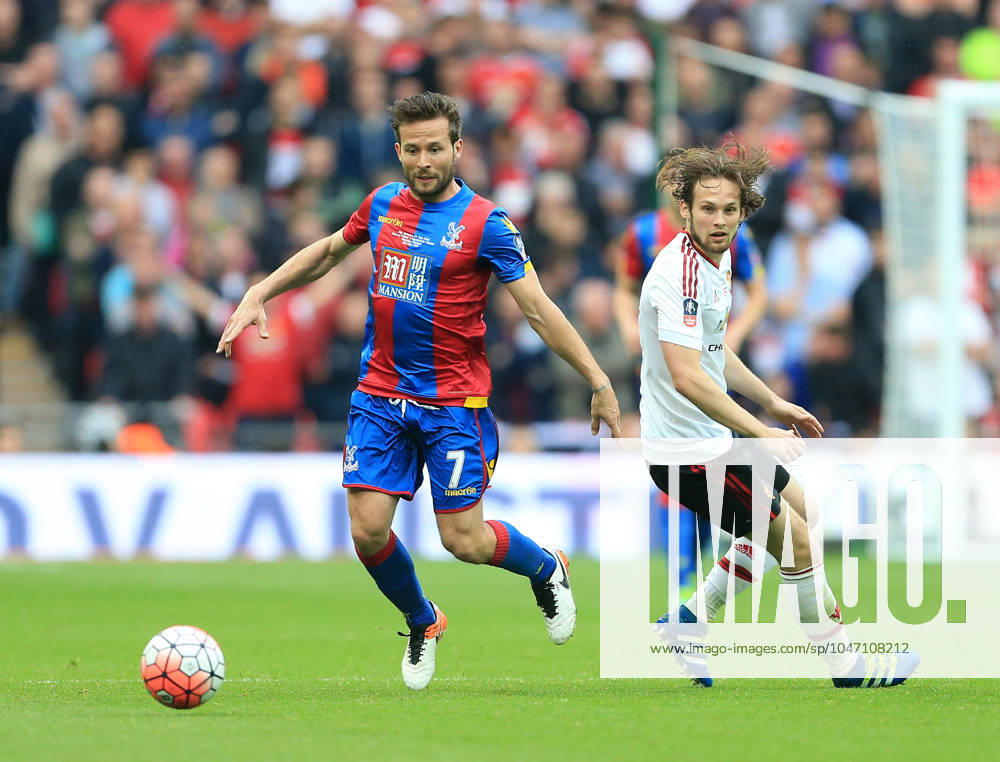 Soccer 2016: European Soccer May 21, 2016 - London, United Kingdom - Crystal Palace s Yohan Cabaye tussles with Manchester United, ManU s Daley Blind during the Emirates FA Cup Final match at Wembley Stadium. Photo credit should read: David Klein Sportimage London United Kingdom