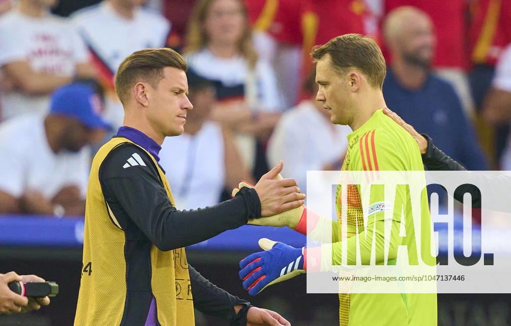 Manuel NEUER, DFB 1 goalkeeper, sad, Marc-Andre ter STEGEN, DFB 22 after the quarter final match GERMANY - SPAIN 1-2 of the UEFA European Championships 2024 on Jul 5, 2024 in Stuttgart, Germany.