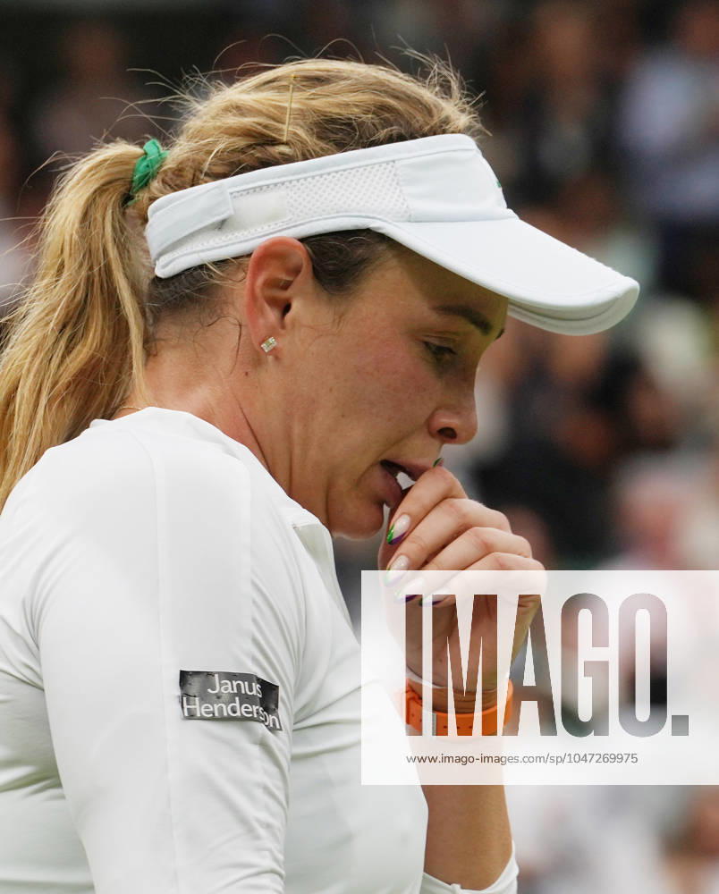 Lawn Tennis - 2024 Wimbledon Championship Lulu Sun (NZL) v Donna Vekic (CRO) All England Lawn Tennis & Croquet Club - Tuesday 9h July 2024 Donna Vekic (CRO) breaks down in tears after winning the match