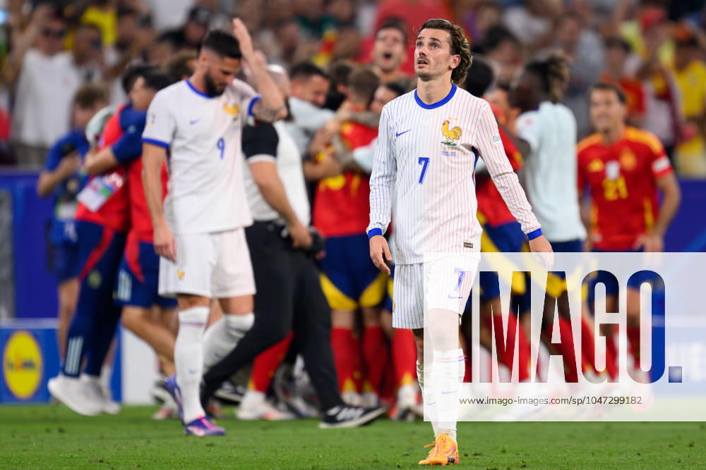 KAI SCHWOERER Antoine Griezmann of France reacts after the loss in the UEFA EURO, EM, Europameisterschaft,Fussball 2024 semi-final match between Spain and France at Munich Football Arena on July 9, 2024 in Munich, Germany. 090724-CPL-ESPvFRA-060