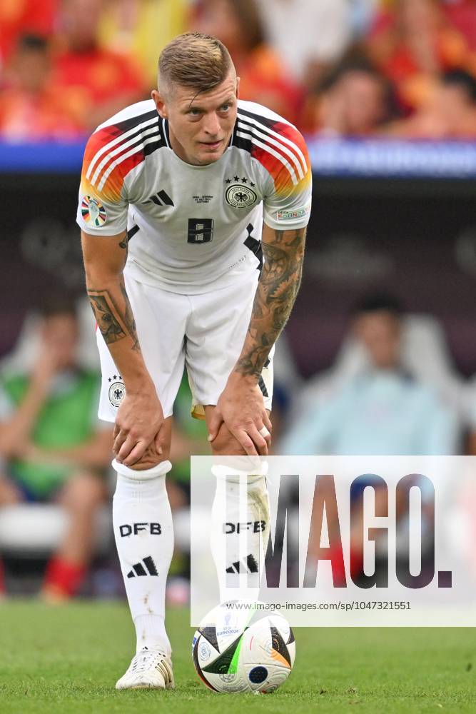 EURO2024 SPAIN VS GERMANY Toni Kroos (8) of Germany pictured during a soccer game between the national teams of Spain and Germany in the Quarter Final stage of the UEFA EURO, EM, Europameisterschaft,Fussball 2024 tournament , on Thursday 5 July 2024 in Stuttgart , Germany . PHOTO SPORTPIX David Catry STUTTGART GERMANY