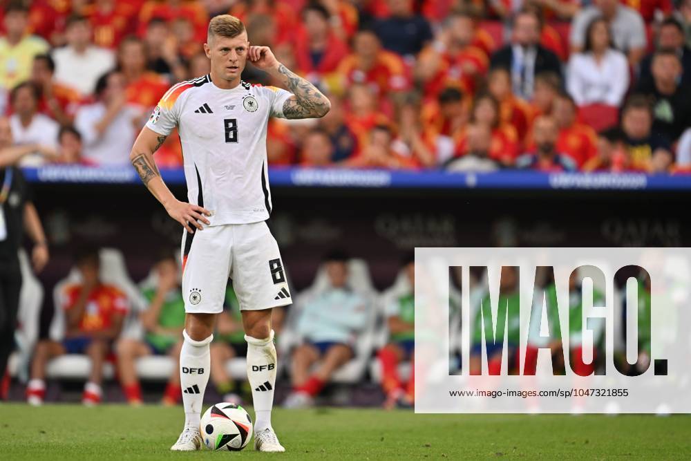 EURO2024 SPAIN VS GERMANY Toni Kroos (8) of Germany pictured during a soccer game between the national teams of Spain and Germany in the Quarter Final stage of the UEFA EURO, EM, Europameisterschaft,Fussball 2024 tournament , on Thursday 5 July 2024 in Stuttgart , Germany . PHOTO SPORTPIX David Catry STUTTGART GERMANY