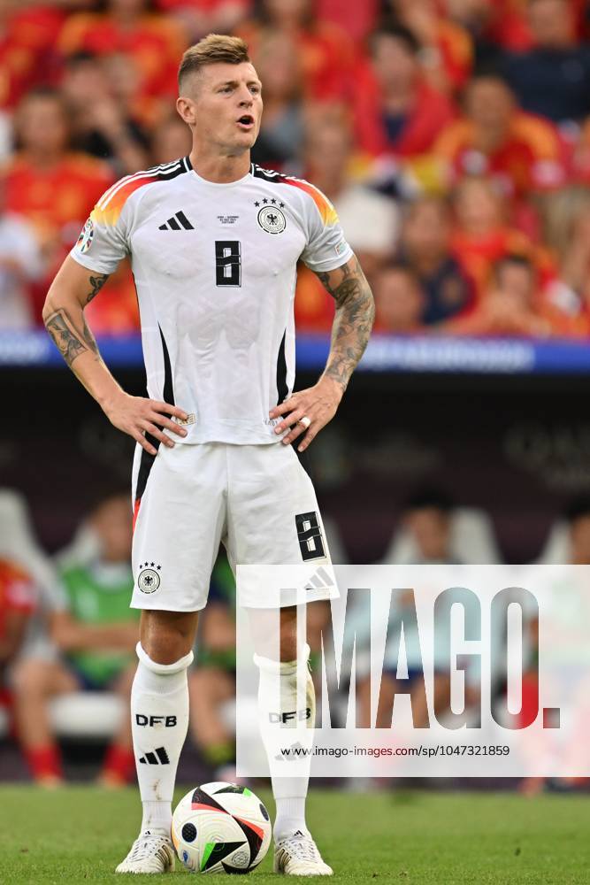 EURO2024 SPAIN VS GERMANY Toni Kroos (8) of Germany pictured during a soccer game between the national teams of Spain and Germany in the Quarter Final stage of the UEFA EURO, EM, Europameisterschaft,Fussball 2024 tournament , on Thursday 5 July 2024 in Stuttgart , Germany . PHOTO SPORTPIX David Catry STUTTGART GERMANY