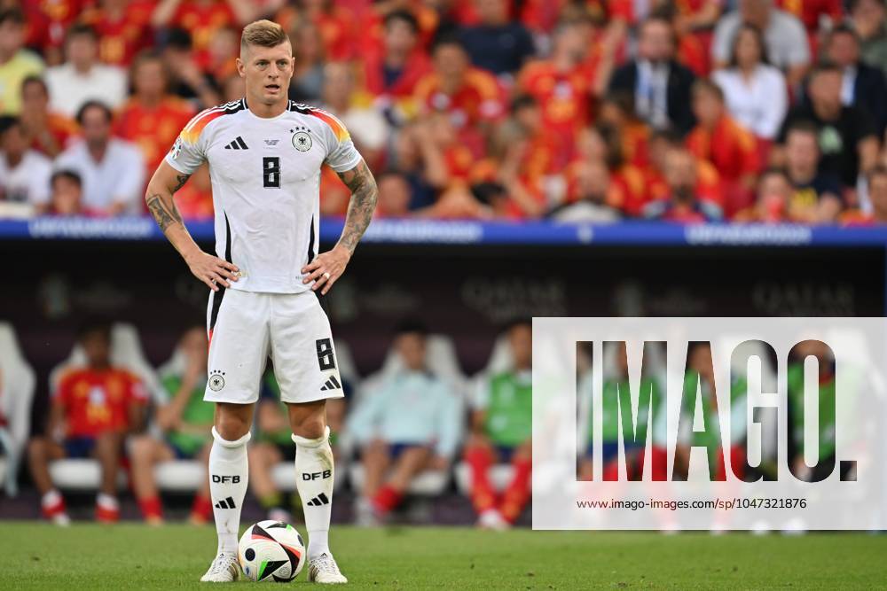 EURO2024 SPAIN VS GERMANY Toni Kroos (8) of Germany pictured during a soccer game between the national teams of Spain and Germany in the Quarter Final stage of the UEFA EURO, EM, Europameisterschaft,Fussball 2024 tournament , on Thursday 5 July 2024 in Stuttgart , Germany . PHOTO SPORTPIX David Catry STUTTGART GERMANY