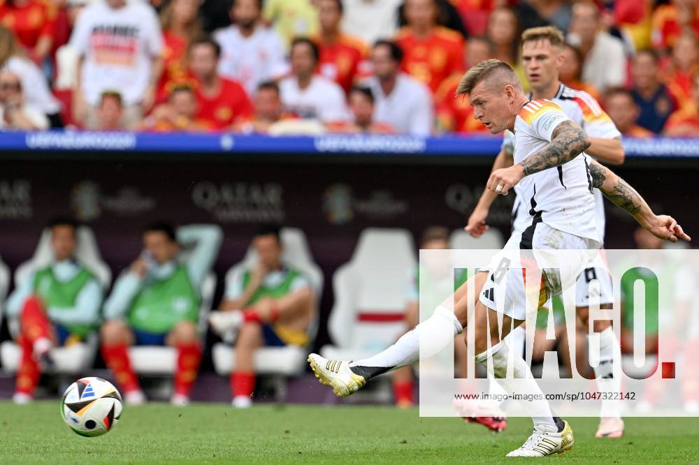 EURO2024 SPAIN VS GERMANY Toni Kroos (8) of Germany pictured during a soccer game between the national teams of Spain and Germany in the Quarter Final stage of the UEFA EURO, EM, Europameisterschaft,Fussball 2024 tournament , on Thursday 5 July 2024 in Stuttgart , Germany . PHOTO SPORTPIX David Catry STUTTGART GERMANY