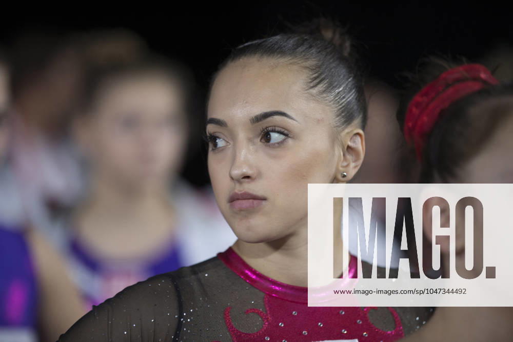 Artistic Gymnastics World Championships OCT 1 October 1, 2017: Gymnast Larisa Iordache (ROU) at podium training, during the 47th FIG Artistic Gymnastics World Championships in Montreal, Canada. Iordache suffered an achilles tear just before the start of competition and had to withdraw. Melissa J. Perenson CSM Montreal California Canada