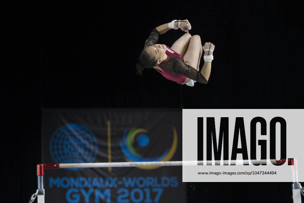 Artistic Gymnastics World Championships OCT 1 October 1, 2017: Gymnast Larisa Iordache (ROU) at podium training, during the 47th FIG Artistic Gymnastics World Championships in Montreal, Canada. Iordache suffered an achilles tear just before the start of competition and had to withdraw. Melissa J. Perenson CSM Montreal California Canada
