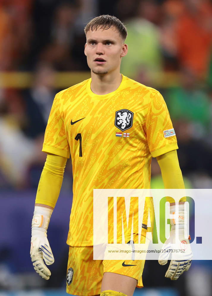 Dortmund, Germany, 10th July 2024. Bart Verbruggen of Netherlands looks on during the UEFA European Championships semi final match at BVB Stadion, Dortmund. Picture credit should read: Jonathan Moscrop Sportimage . SPI-3223-0291
