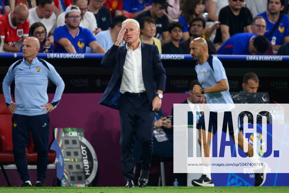 KAI SCHWOERER Head Coach Didier Deschamps of France reacts during the UEFA EURO, EM, Europameisterschaft,Fussball 2024 semi-final match between Spain and France at Munich Football Arena on July 9, 2024 in Munich, Germany. 090724-CPL-ESPvFRA-197