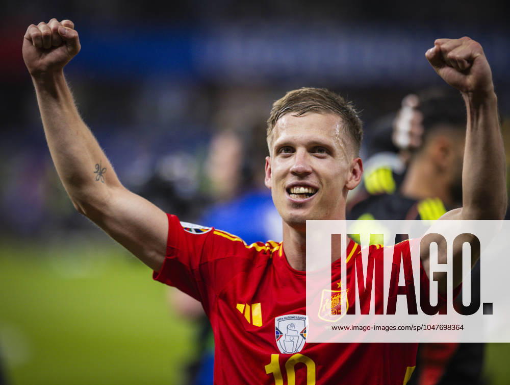 Berlin, Germany. 14th Jul 2024. Final jubilation: Dani Olmo (ESP) Spain - England Spanien - England 14.07.2024