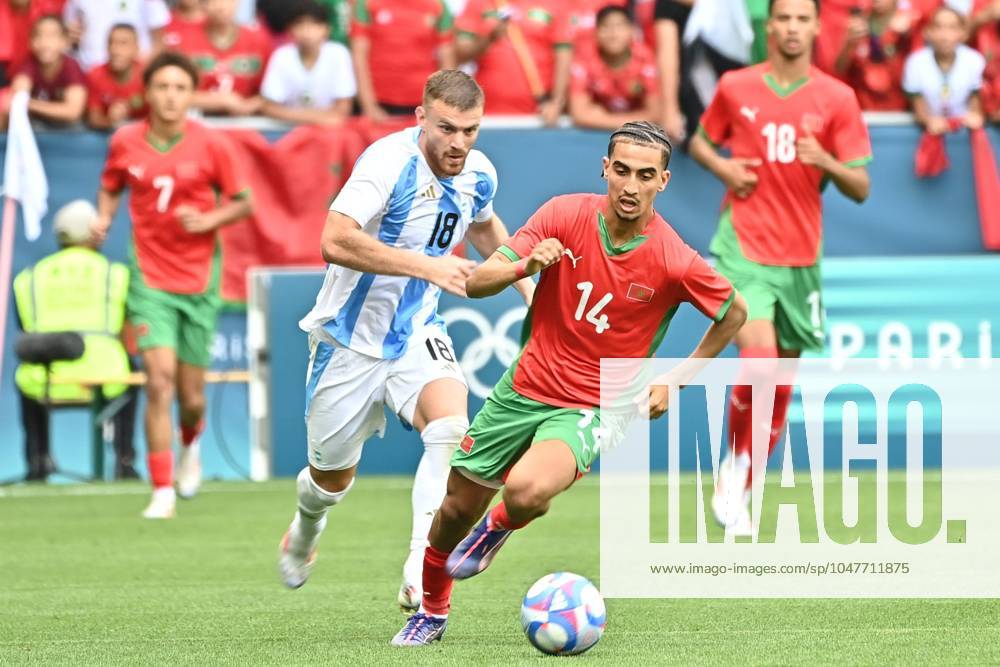 Jeux Olympiques 2024 PHOTOPQR LE PROGRES Rémy PERRIN - Saint-Étienne 24 07 2024 - JO PARIS 2024 -Jeux Olympiques Paris 2024 matche de football masculin Argentine Maroc au stade Geoffroy Guichard de Saint-Etienne Men s group B football match between Argentina and Morocco during the Paris 2024 Olympic Games, Olympische Spiele, Olympia, OS at the Geoffroy-Guichard Stadium in Saint-Etienne on July 24, 2024.