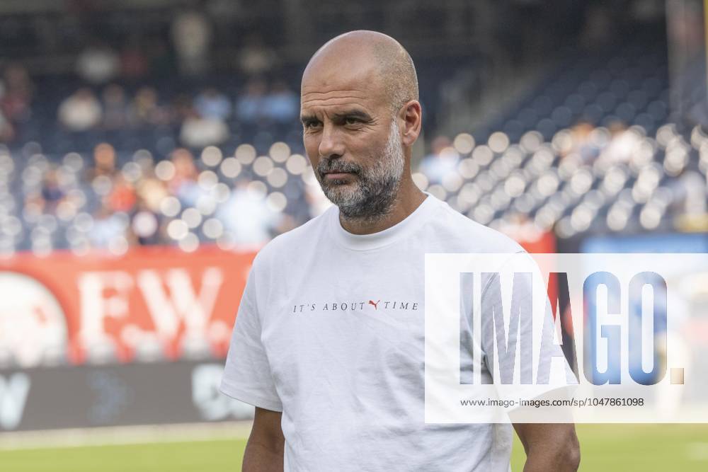 Manager of Manchester City Pep Guardiola seen before friendly match against AC Milan at Yankee Stadium in New York on July 27, 2024. AC Milan won 3 - 2. It was the second loss by Manchester City during a pre-season tour of The US following a loss to Celtic three days prior. This game was part of the Soccer Champions tour sponsored by Directv. New York United States - ZUMAr339 20240727_znp_r339_032