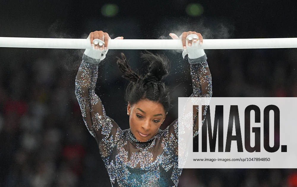 July 28 2024: Simone Biles (United States of America) competes during the uneven bars at Bercy Arena, Paris, France. CSM. Paris France - ZUMAc04_ 20240728_zma_c04_224