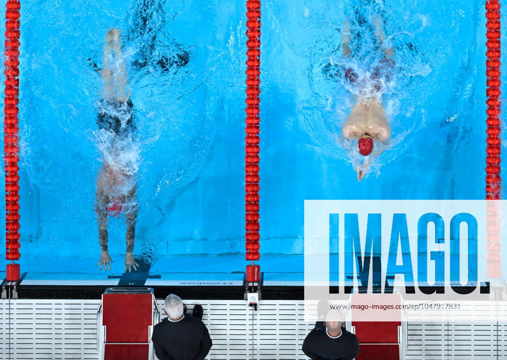 (240728) -- PARIS, July 28, 2024 -- Qin Haiyang (R) of China and Adam Peaty of Britain compete during the men s 100m breaststroke final of swimming at the Paris 2024 Olympic Games, Olympische Spiele, Olympia, OS in Paris, France, July 28, 2024. ) (PARIS2024) FRANCE-PARIS-OLY-SWIMMING XiaxYifang