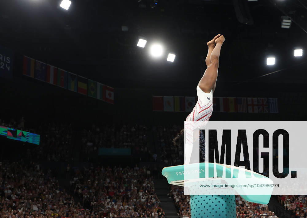 (240730) -- PARIS, July 30, 2024 -- Simone Biles of the United States competes during the vault event of the artistic gymnastics women s team final at the Paris 2024 Olympic Games, Olympische Spiele, Olympia, OS in Paris, France, July 30, 2024. ) (PARIS2024) FRANCE-PARIS-OLY-ARTISTIC GYMNASTICS CaoxCan