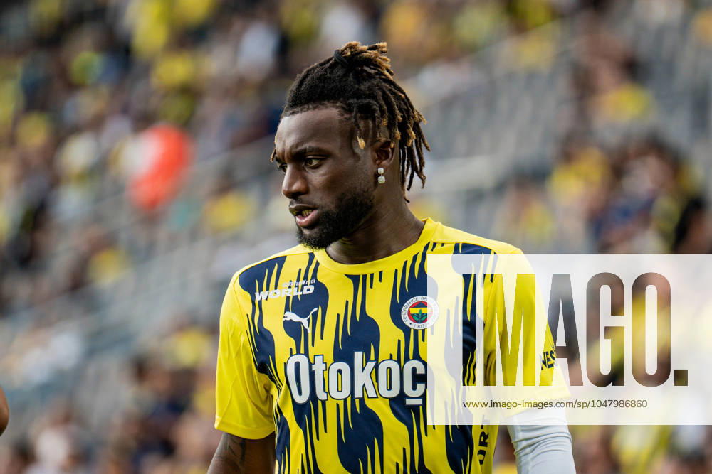 Fenerbahce v Lugano UEFA Champions League Second Qualifying Round Allan Saint Maximin of Fenerbahce during the warmup before the match. Fenerbahce and Lugano faced each other in the UEFA Champions League second qualifying round second leg, the match took place at Sukru Saracoglu Stadium on July 30, 2024 Istanbul Istanbul Turkey