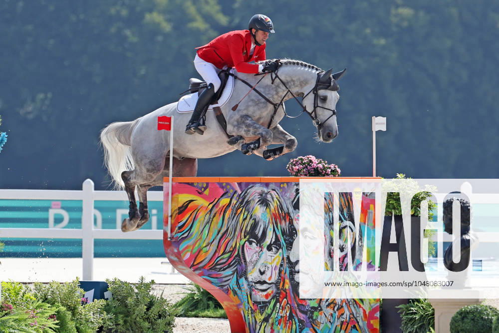 Christian Kukuk (GER) mit Pferd Checker 47, alle Deutschen bleiben ohne Fehler und 0, 1. Platz in der Qualifikation zum Finale, Springreiten, Qualifikation Mannschaftsspringen, Jumping, Jumping Team Qualifer, Equestrian, Paris 2024, Olympic Games, Olympische Spiele, Olympia, OS Paris 2024, Olympic Games 2024, 01.08.2024, -