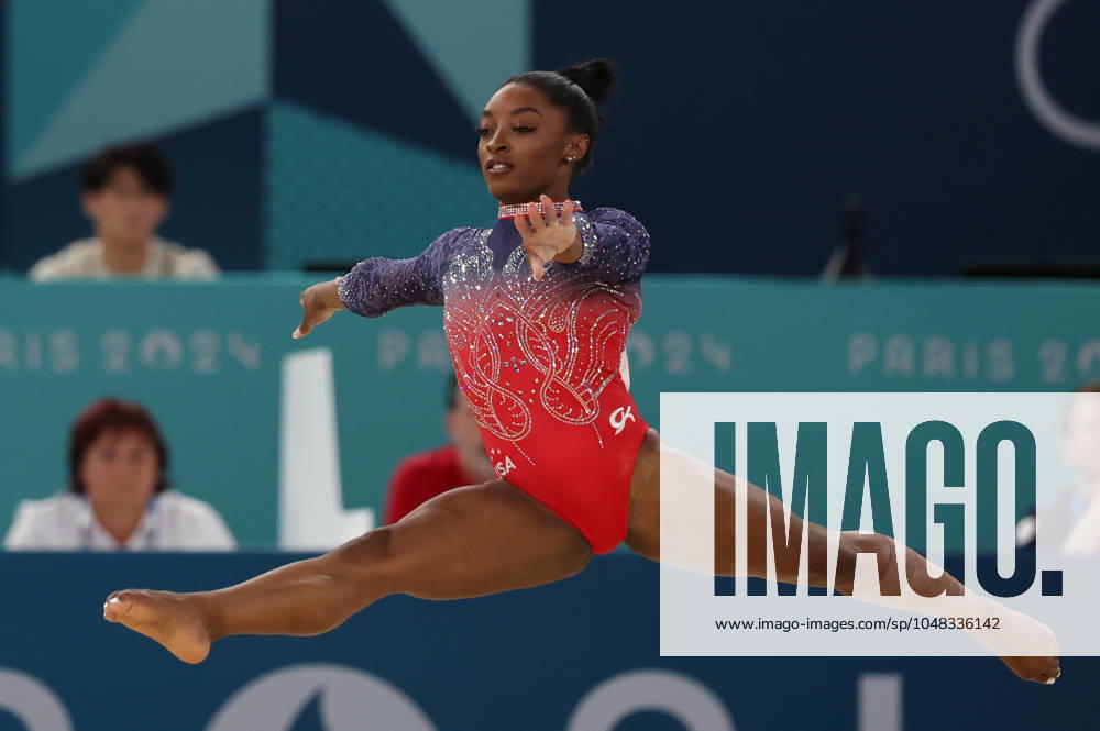 US Simone Biles competes in the women s floor exercise final held within the Paris 2024 Olympic Games, Olympische Spiele, Olympia, OS in Paris, France, 05 August 2024. Artistic Gymnastics: women s floor exercise final !ACHTUNG: NUR REDAKTIONELLE NUTZUNG!