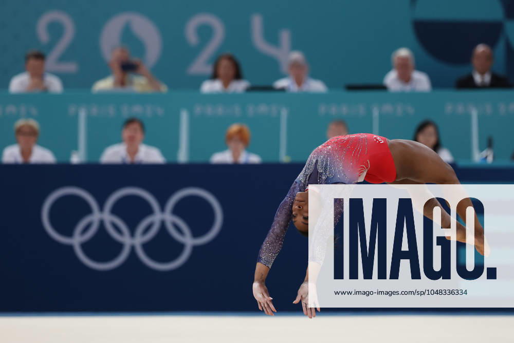 US Simone Biles competes in the women s floor exercise final held within the Paris 2024 Olympic Games, Olympische Spiele, Olympia, OS in Paris, France, 05 August 2024. Artistic Gymnastics: women s floor exercise final !ACHTUNG: NUR REDAKTIONELLE NUTZUNG!