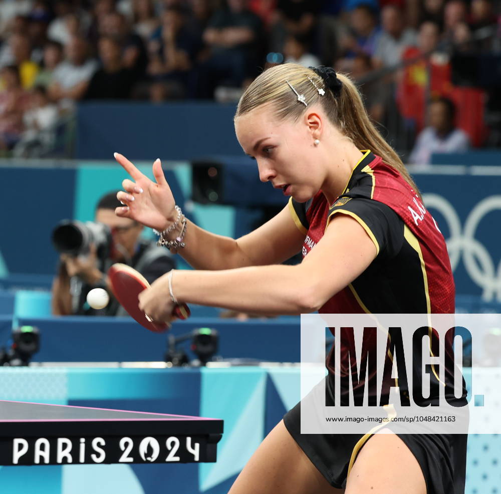 Sports News 2024 Paris Olympics 2024: Table tennis, Tischtennis Women Team Singles Qr Finals Germany won by 3-1 KAUFMANN - GER in picture Porte Maillot Main Media Centre France