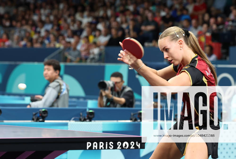Sports News 2024 Paris Olympics 2024: Table tennis, Tischtennis Women Team Singles Qr Finals Germany won by 3-1 KAUFMANN - GER in picture Porte Maillot Main Media Centre France