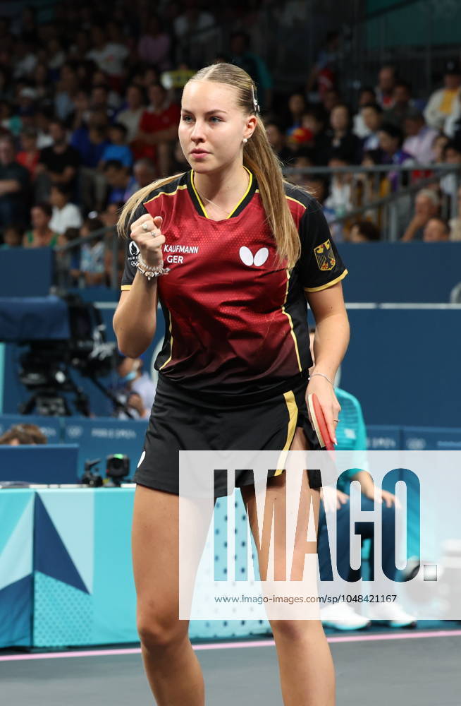 Sports News 2024 Paris Olympics 2024: Table tennis, Tischtennis Women Team Singles Qr Finals Germany won by 3-1 KAUFMANN - GER in picture Porte Maillot Main Media Centre France