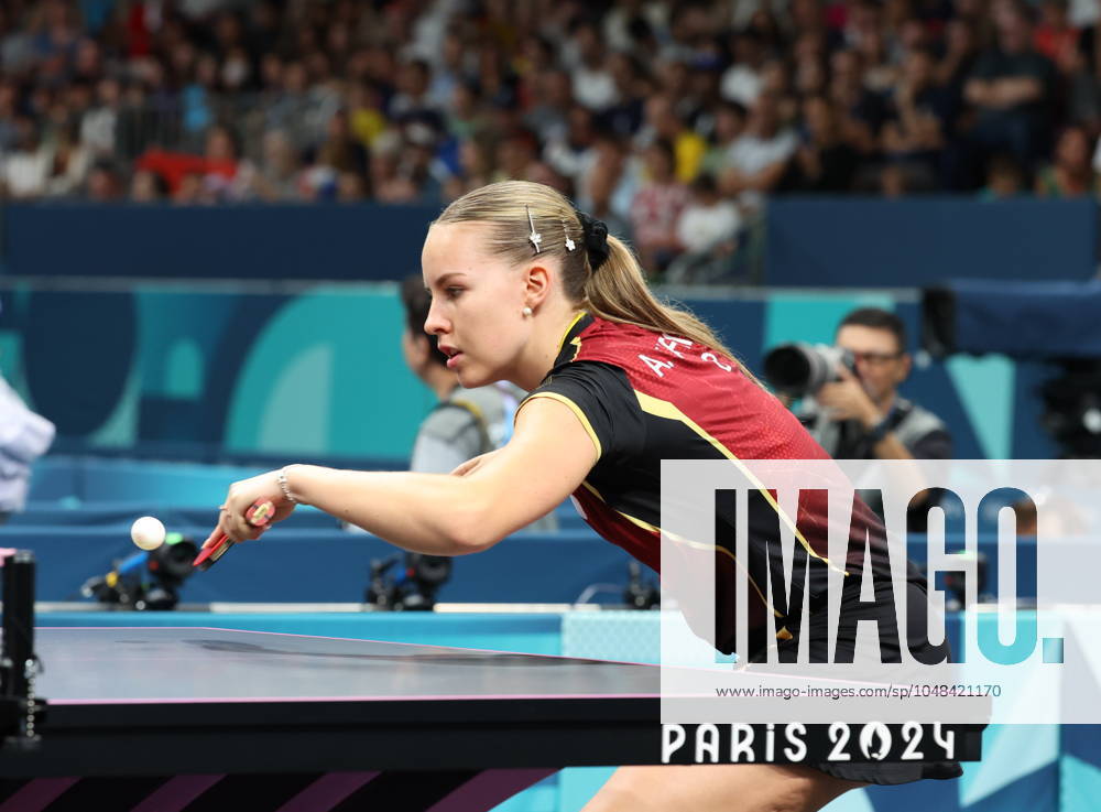 Sports News 2024 Paris Olympics 2024: Table tennis, Tischtennis Women Team Singles Qr Finals Germany won by 3-1 KAUFMANN - GER in picture Porte Maillot Main Media Centre France
