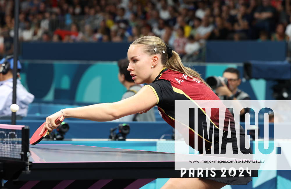 Sports News 2024 Paris Olympics 2024: Table tennis, Tischtennis Women Team Singles Qr Finals Germany won by 3-1 KAUFMANN - GER in picture Porte Maillot Main Media Centre France