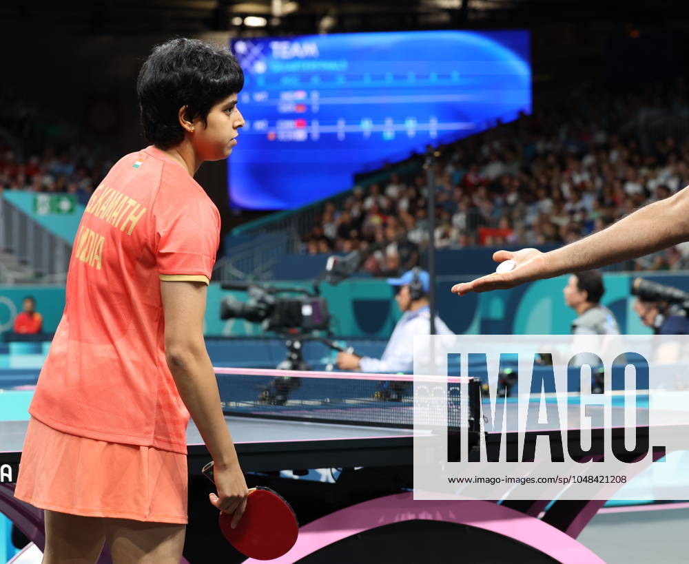 Sports News 2024 Paris Olympics 2024: Table tennis, Tischtennis Women Team Singles Qr Finals Germany won by 3-1 AG Kamath IND v SHAN X Germany AG Kamath IND Porte Maillot Main Media Centre France