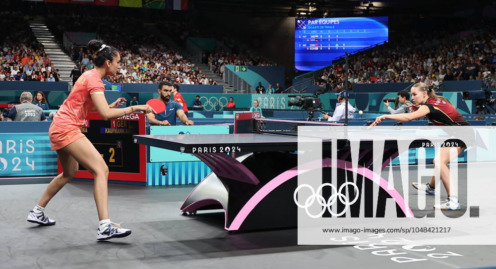 Sports News 2024 Paris Olympics 2024: Table tennis, Tischtennis Women Team Singles Qr Finals Germany won by 3-1 ndias Manika Batra facing KAUFMANN - GER Porte Maillot Main Media Centre France