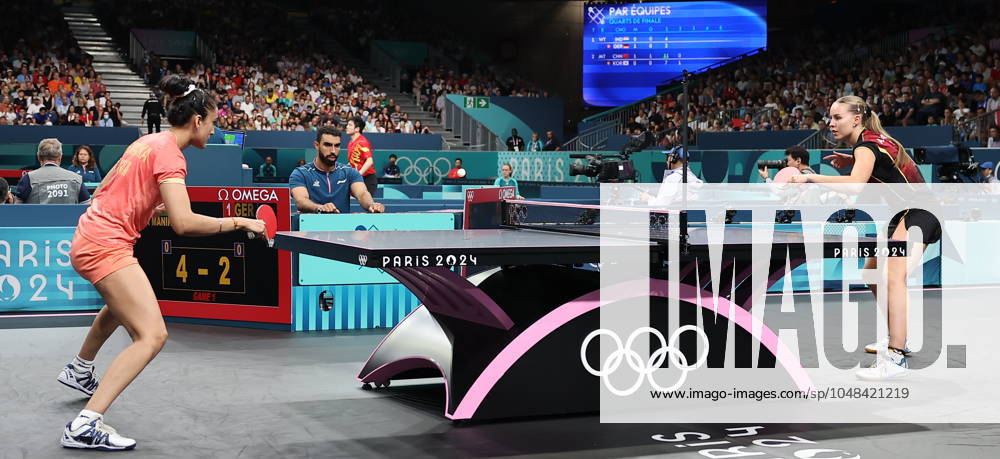 Sports News 2024 Paris Olympics 2024: Table tennis, Tischtennis Women Team Singles Qr Finals Germany won by 3-1 ndias Manika Batra facing KAUFMANN - GER Porte Maillot Main Media Centre France