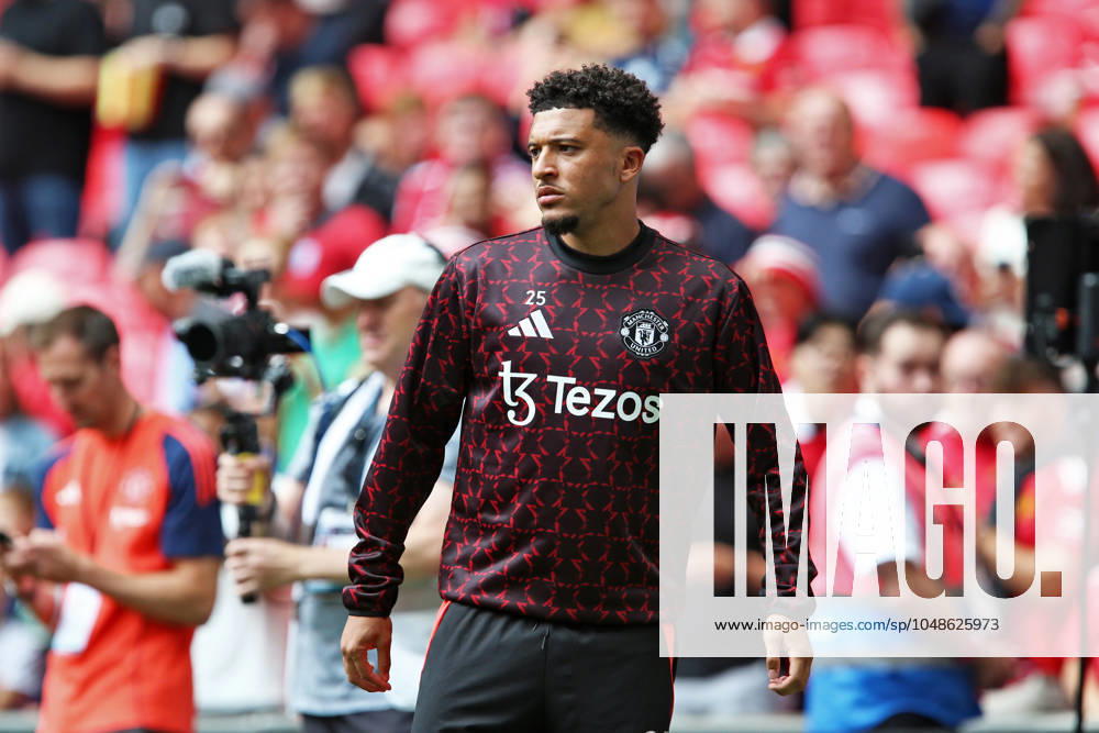 London, August 10th 2024: Jadon Sancho of Manchester United, ManU during the FA Community Shield Final football match between Manchester City and Manchester United at Wembley Stadium, London, England. (Pedro Soares SPP)