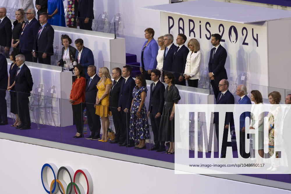 Emmanuel Macron Président de la République française, Thomas Bach Président du Comité international olympique Tony Estanguet Closing Ceremony during the Olympic Games, Olympische Spiele, Olympia, OS Paris 2024 on 11 August 2024 at Stade de France in Saint-Denis near Paris, France - Photo Gregory Lenormand DPPI Media Panoramic OLYMPIC GAMES PARIS 2024 - CLOSING CEREMONY DPPI Panoramic 21024019_GRL_71847-Avec accentuation-Bruit-1