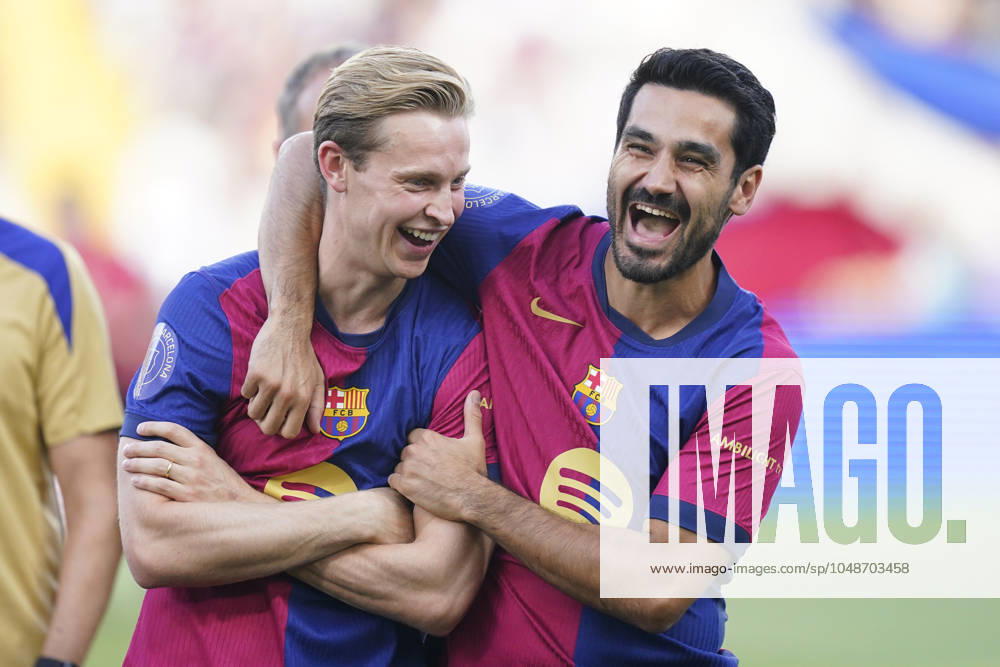 ESP: FC Barcelona, Barca v AS Monaco. Joan Gamper Trophy. lkay Gundogan and Frenkie de Jong of FC Barcelona during the Joan Gamper Trophy match between FC Barcelona and AS Monaco FC played at Luis Companys Stadium on August, 2024 in Barcelona Spain. kpng