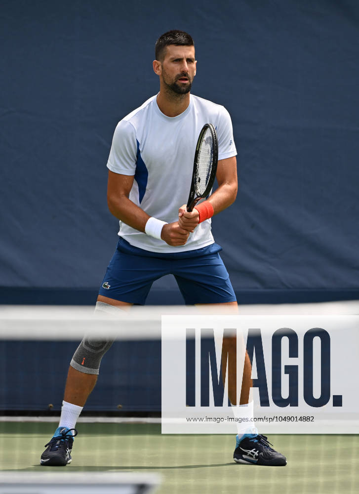 FLUSHING NY- AUGUST 22: Novak Djokovic is seen on the practice court at the USTA Billie Jean King National Tennis Center on August 22, 2024 in Flushing Queens.