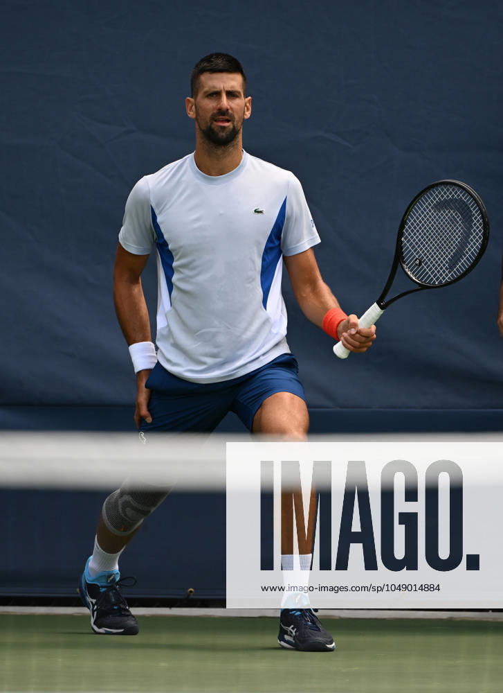 FLUSHING NY- AUGUST 22: Novak Djokovic is seen on the practice court at the USTA Billie Jean King National Tennis Center on August 22, 2024 in Flushing Queens. Photo by Larry Marano 2024