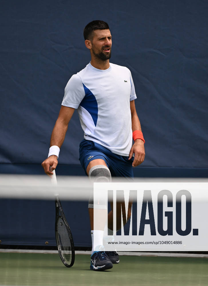 FLUSHING NY- AUGUST 22: Novak Djokovic is seen on the practice court at the USTA Billie Jean King National Tennis Center on August 22, 2024 in Flushing Queens. Photo by Larry Marano 2024