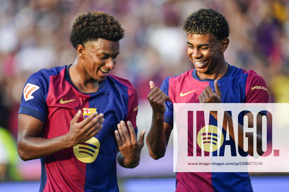 Lamine Yamal of FC Barcelona, Barca celebrates the 1-0Lamine Yamal of FC Barcelona celebrates the 1-0 with Alejandro Balde