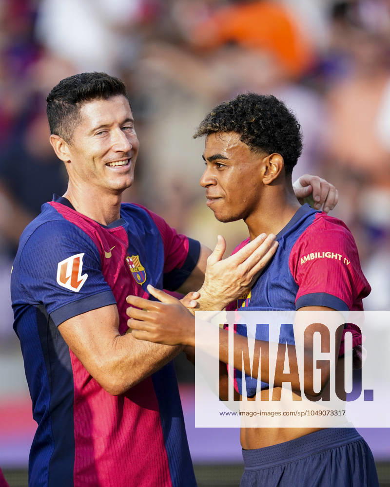 Lamine Yamal of FC Barcelona, Barca celebrates the 1-0Lamine Yamal of FC Barcelona celebrates the 1-0 with Robert Lewandowski of FC Barcelona