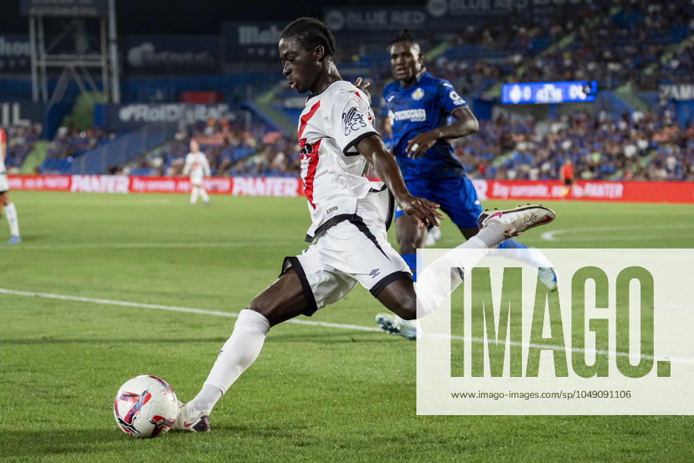 Getafe CF vs Rayo Vallecano - La Liga EA Sports 2024 25 Abdul Mumin of Rayo Vallecano attempts a kick during the La Liga EA Sports 2024 25 football match between Getafe CF vs Rayo Vallecano at Estadio Coliseum on August 24, 2024 in Getafe, Spain. Getafe Estadio Coliseum Madrid Spain