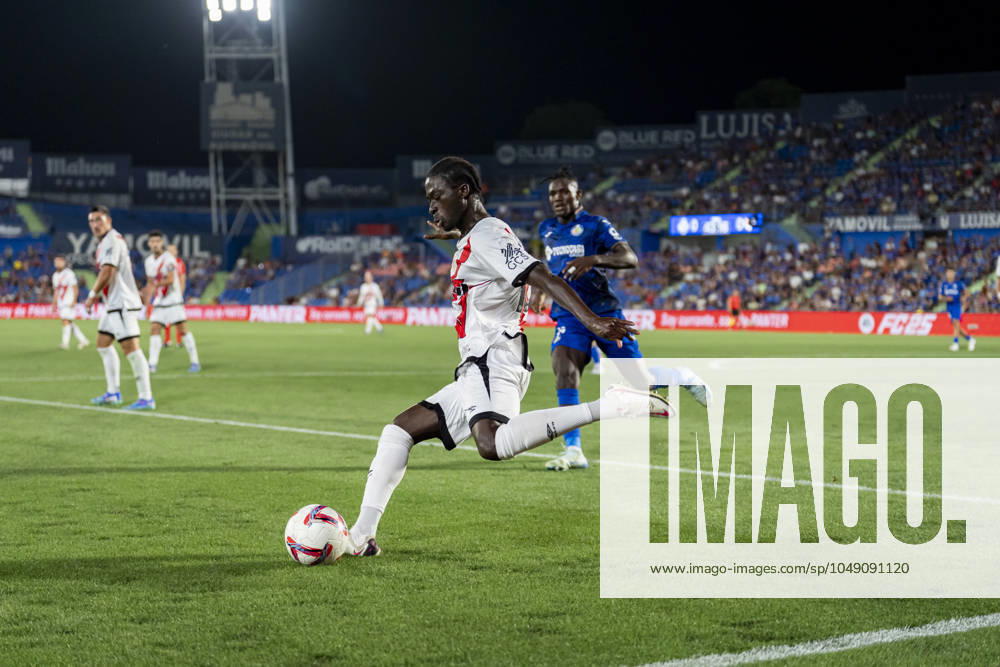 Getafe CF vs Rayo Vallecano - La Liga EA Sports 2024 25 Abdul Mumin of Rayo Vallecano attempts a kick during the La Liga EA Sports 2024 25 football match between Getafe CF vs Rayo Vallecano at Estadio Coliseum on August 24, 2024 in Getafe, Spain. Getafe Estadio Coliseum Madrid Spain