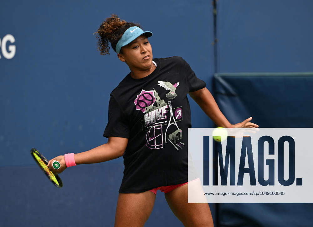 FLUSHING NY- AUGUST 24: Naomi Osaka is seen on the practice court at the USTA Billie Jean King National Tennis Center on August 24, 2024 in Flushing Queens.
