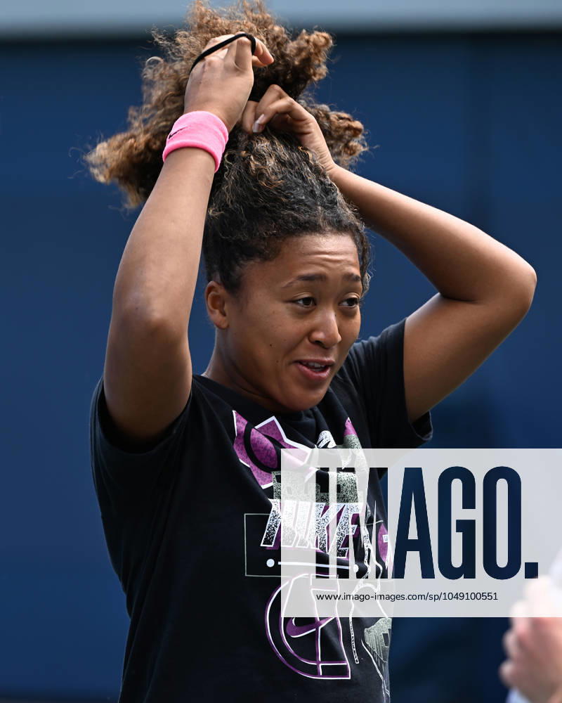 FLUSHING NY- AUGUST 24: Naomi Osaka is seen on the practice court at the USTA Billie Jean King National Tennis Center on August 24, 2024 in Flushing Queens.