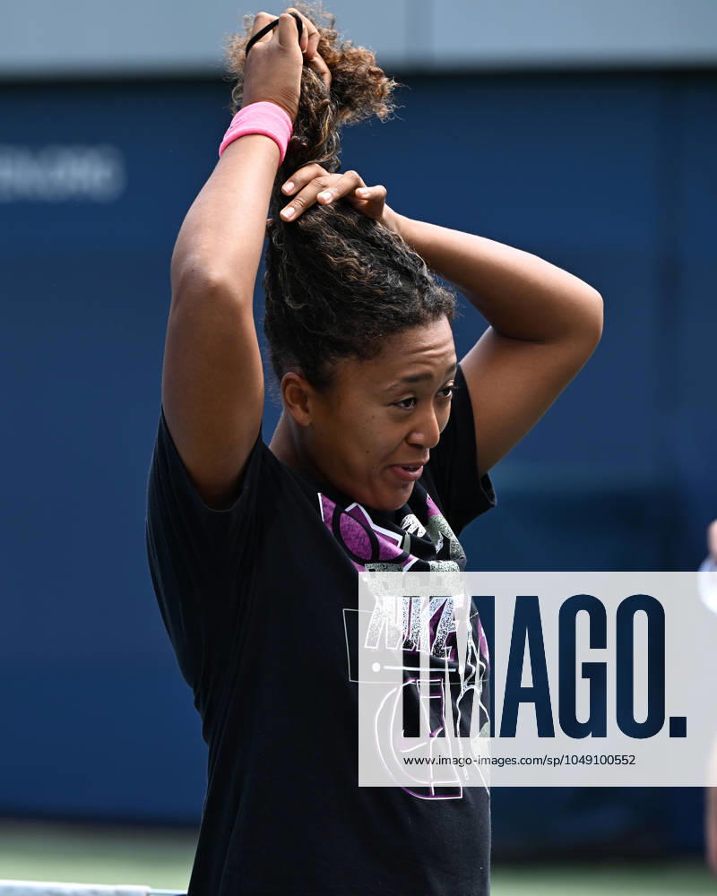 FLUSHING NY- AUGUST 24: Naomi Osaka is seen on the practice court at the USTA Billie Jean King National Tennis Center on August 24, 2024 in Flushing Queens.